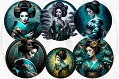 Geisha clipart bundle, Asian art, Japanese woman sublimation Product Image 6