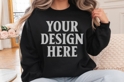 Gildan 18000 Black Mockup , Crewneck Sweatshirt Boho Mock-up Product Image 1