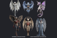 Nocturnal Winged Creatures, Dark Angel &amp; Demon Clipart Product Image 3