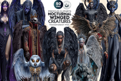 Nocturnal Winged Creatures, Dark Angel &amp; Demon Clipart Product Image 1