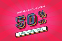 50 percent off big sale banner template 3d text effect, Product Image 1