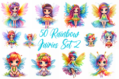 50 Rainbow Fairy Fairies Girls Illustrations Sticker JPG 2 Product Image 1