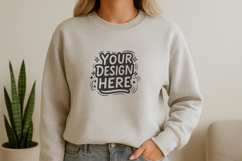 Women Classic Cream Sweatshirt Mockup PSD JPG Product Image 1