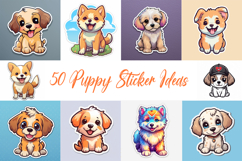 50 Puppy Sticker Ideas Illustration Logo Design Collection Product Image 1
