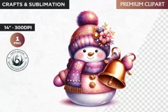 Purple Snowman Clipart, Christmas clipart sublimation design Product Image 1