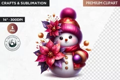 Purple Snowman Clipart, Christmas clipart sublimation design Product Image 1