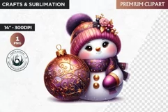 Purple Snowman Clipart, Christmas clipart sublimation design Product Image 1