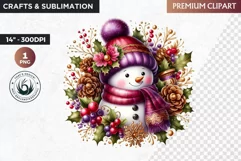 Purple Snowman Clipart, Christmas clipart sublimation design Product Image 1