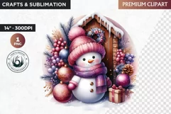 Purple Snowman Clipart, Christmas clipart sublimation design Product Image 1