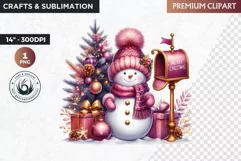 Purple Snowman Clipart, Christmas clipart sublimation design Product Image 1