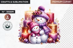 Purple Snowman Clipart, Christmas clipart sublimation design Product Image 1