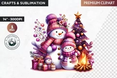 Purple Snowman Clipart, Christmas clipart sublimation design Product Image 1
