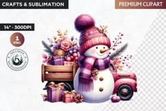 Purple Snowman Clipart, Christmas clipart sublimation design Product Image 1