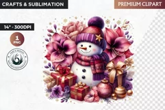 Purple Snowman Clipart, Christmas clipart sublimation design Product Image 1