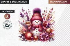 Purple Snowman Clipart, Christmas clipart sublimation design Product Image 1
