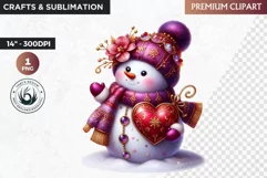 Purple Snowman Clipart, Christmas clipart sublimation design Product Image 1