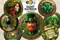 Saint Patrick Clipart and Celtic Irish Graphics PNG Bundle Product Image 1