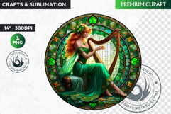 Stained glass St Patrick&#039;s Day Clipart, Saint patricks day Product Image 1