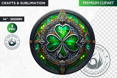 Stained glass St Patrick&#039;s Day Clipart, Saint patricks day Product Image 1