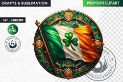 Stained glass St Patrick&#039;s Day Clipart, Saint patricks day Product Image 1