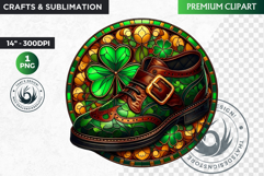 Stained glass St Patrick&#039;s Day Clipart, Saint patricks day Product Image 1