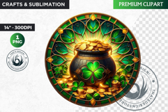Stained glass St Patrick&#039;s Day Clipart, Saint patricks day Product Image 1