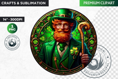 Stained glass St Patrick&#039;s Day Clipart, Saint patricks day Product Image 1