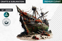 Undersea Shipwrecked , Nautical Clipart, Ocean ruins Product Image 1