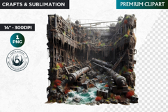 Undersea Shipwrecked , Nautical Clipart, Ocean ruins Product Image 1
