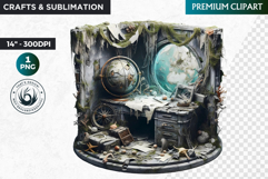 Undersea Shipwrecked , Nautical Clipart, Ocean ruins Product Image 1