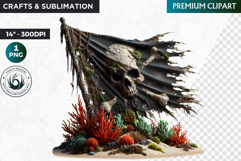 Undersea Shipwrecked , Nautical Clipart, Ocean ruins Product Image 1