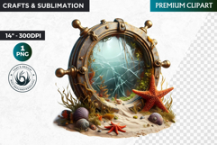 Undersea Shipwrecked , Nautical Clipart, Ocean ruins Product Image 1