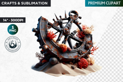 Undersea Shipwrecked , Nautical Clipart, Ocean ruins Product Image 1