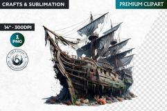 Undersea Shipwrecked , Nautical Clipart, Ocean ruins Product Image 1