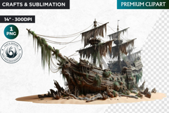 Undersea Shipwrecked , Nautical Clipart, Ocean ruins Product Image 1