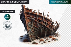 Undersea Shipwrecked , Nautical Clipart, Ocean ruins Product Image 1