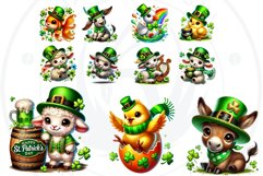 St Patrick farm animals Clipart Set, saint patricks day PNG Product Image 8