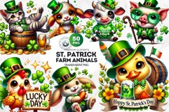 St Patrick farm animals Clipart Set, saint patricks day PNG Product Image 1