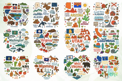 50 State Doodle Sublimation Clipart Product Image 4