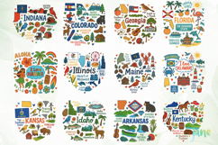 50 State Doodle Sublimation Clipart Product Image 3
