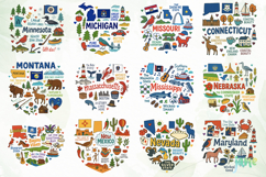 50 State Doodle Sublimation Clipart Product Image 2
