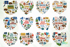 50 State Doodle Sublimation Clipart Product Image 10