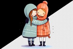 50 watercolor cute adorable friends hugging holding hands friendship little girls clipart set t-shirt sublimation printable designs bundle png