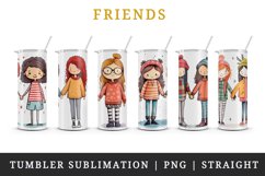 50 watercolor cute adorable friends hugging holding hands friendship little girls design wraps sublimation bundle for 20 oz tumbler