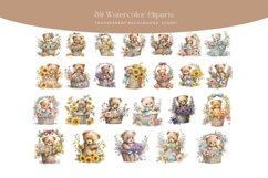 50 Watercolor Teddybear Basket Clipart Product Image 3