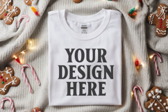 Gildan 64000 White Folded Christmas Flat Lay T-shirt Product Image 1