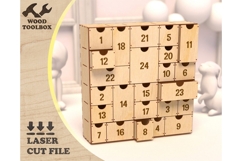 Advent Calendar Box Laser Cut File | 24 Wooden Drawers Product Image 1