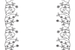 Line art botanical floral vertical border isolated on white Product Image 1