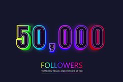50000 social followers and subscribers neon text effect Product Image 1