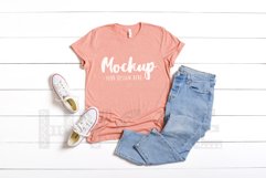 Valentine Bella Canvas 3001 Heather Sunset Tshirt Mockup Product Image 1